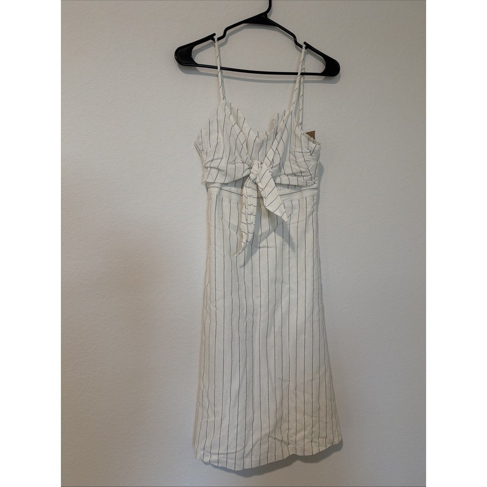Striped White Tie-Front Mini Dress